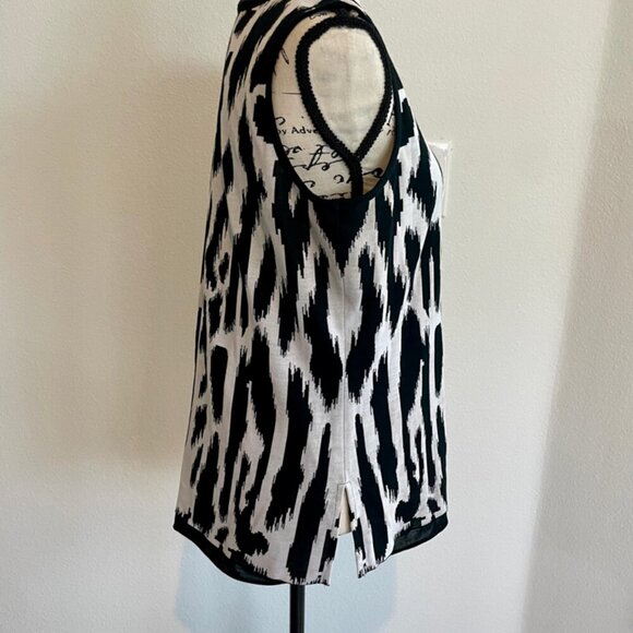 MING WANG ANIMAL PRINT MID LENGTH SCOOP NECK KNIT TANK TOP Sz M SOPHISTICATED - Picture 11 of 15